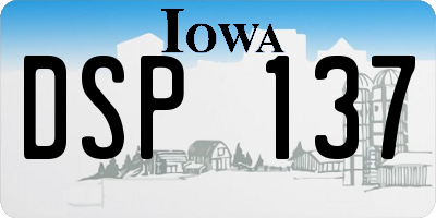 IA license plate DSP137