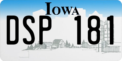 IA license plate DSP181