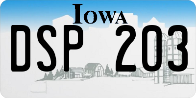 IA license plate DSP203