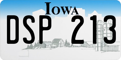 IA license plate DSP213