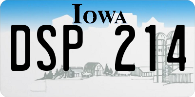 IA license plate DSP214
