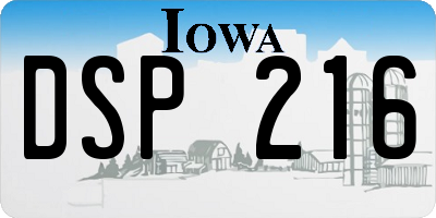 IA license plate DSP216