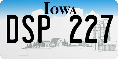 IA license plate DSP227