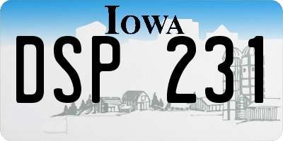 IA license plate DSP231