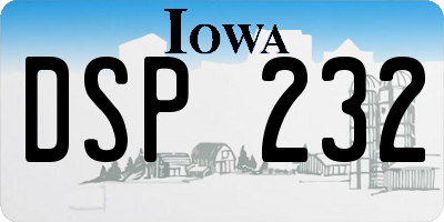 IA license plate DSP232