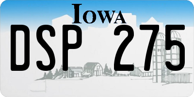 IA license plate DSP275