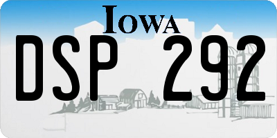 IA license plate DSP292