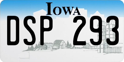IA license plate DSP293