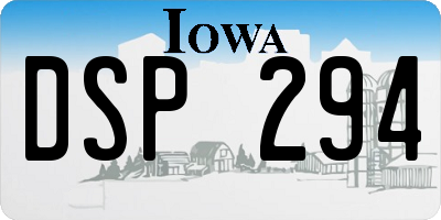 IA license plate DSP294