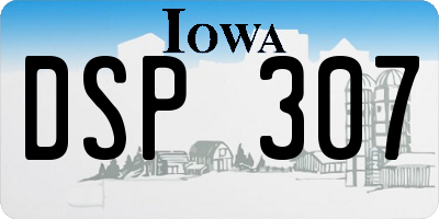 IA license plate DSP307
