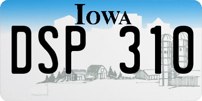 IA license plate DSP310