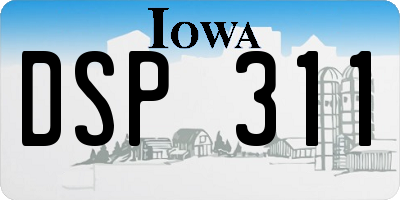 IA license plate DSP311