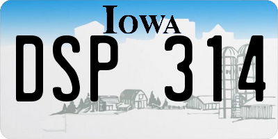 IA license plate DSP314