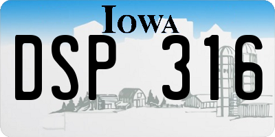 IA license plate DSP316