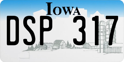 IA license plate DSP317