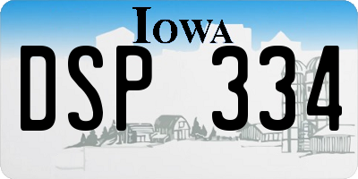 IA license plate DSP334