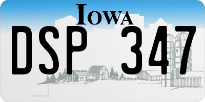 IA license plate DSP347