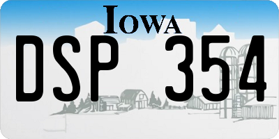 IA license plate DSP354