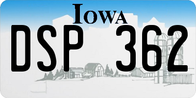 IA license plate DSP362