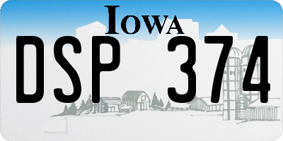 IA license plate DSP374