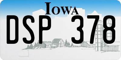 IA license plate DSP378