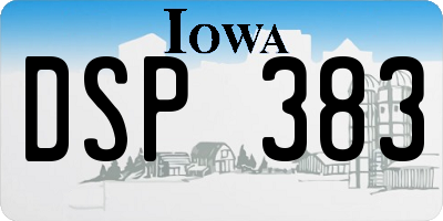 IA license plate DSP383