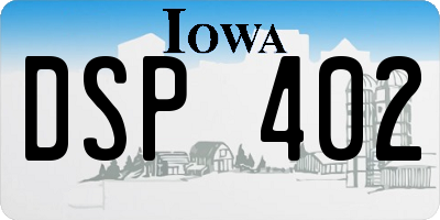 IA license plate DSP402