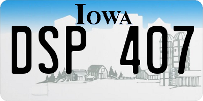 IA license plate DSP407