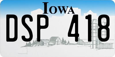 IA license plate DSP418