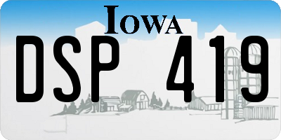 IA license plate DSP419