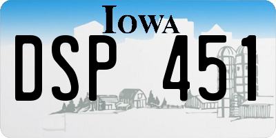 IA license plate DSP451