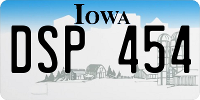 IA license plate DSP454