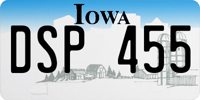 IA license plate DSP455