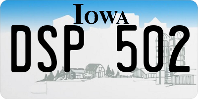 IA license plate DSP502