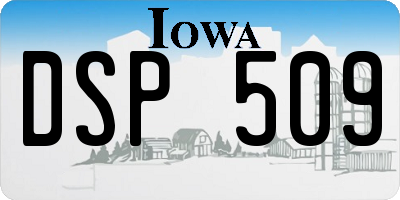 IA license plate DSP509