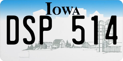IA license plate DSP514