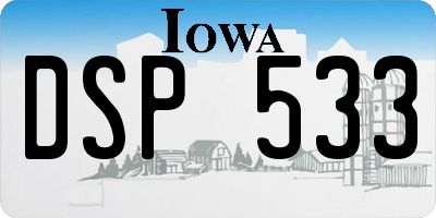 IA license plate DSP533