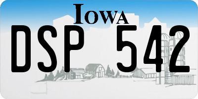 IA license plate DSP542