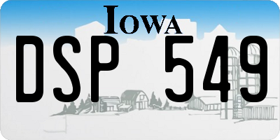 IA license plate DSP549