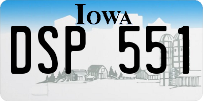 IA license plate DSP551