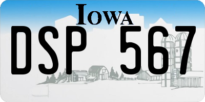 IA license plate DSP567