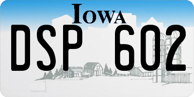 IA license plate DSP602