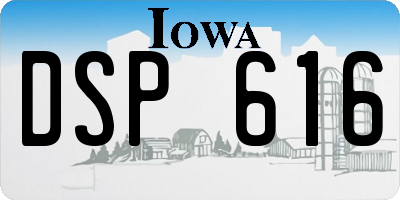 IA license plate DSP616