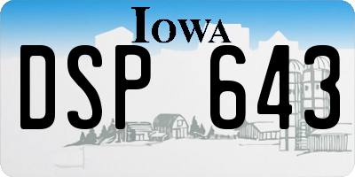 IA license plate DSP643