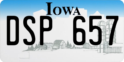 IA license plate DSP657