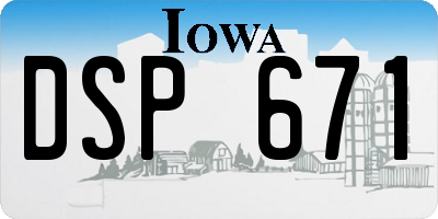 IA license plate DSP671