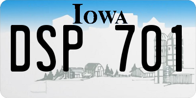 IA license plate DSP701