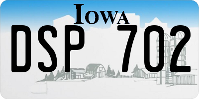 IA license plate DSP702