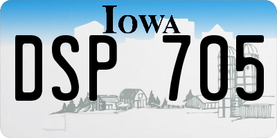 IA license plate DSP705