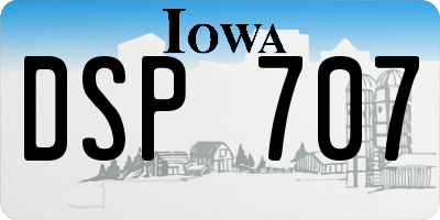 IA license plate DSP707